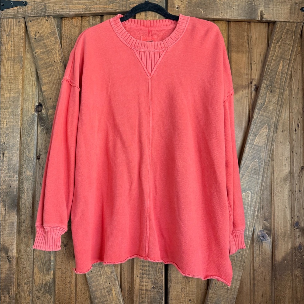 Aerie Bright Coral Crew Neck Sweater